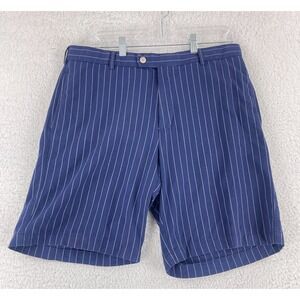 Peter Millar Blue Stripe 100% Cotton Shorts Mens Casual Summer‎ Pockets Size 34